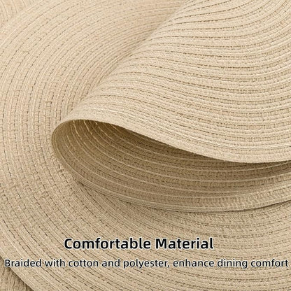 SHACOS 15 inch Round Braided Placemats Set of 6 Cotton Polyester Heat Resistant - Image 2