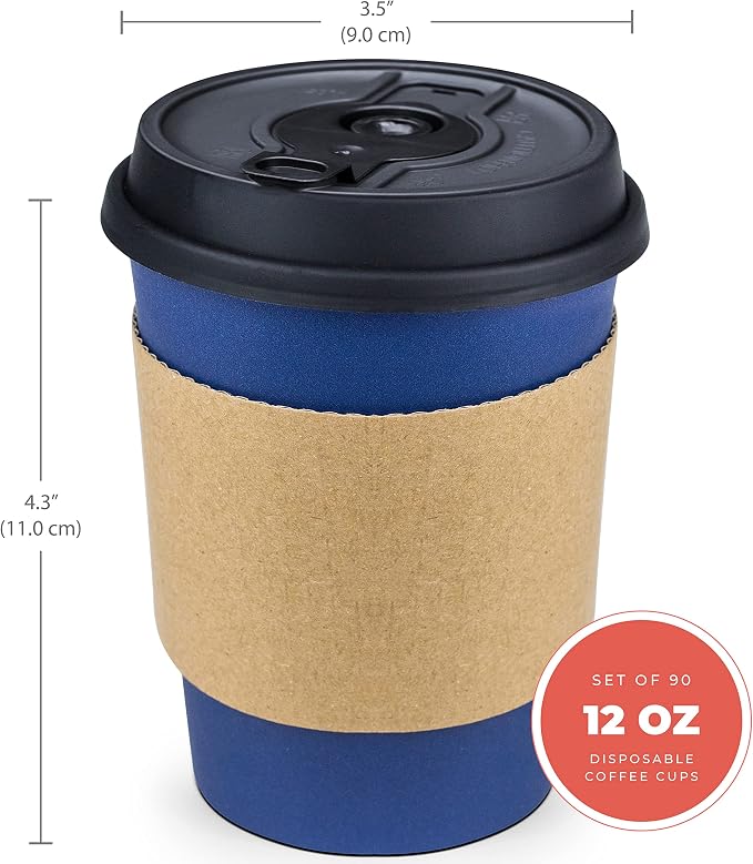 Disposable Coffee Cups With Lids - 12 oz To Go Coffee Cup. Travel Cups Hold - Image 2