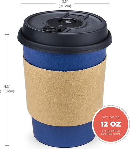 Disposable Coffee Cups With Lids - 12 oz To Go Coffee Cup. Travel Cups Hold - Image 2
