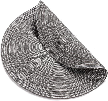 SHACOS Round Placemats Set of 4 Round Braided Placemats 15 inch Cotton - Image 3