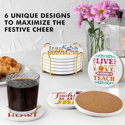 Absorbent Ceramic Coasters Set of 6, Appreciation Gift - Image 2