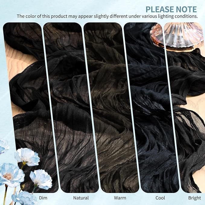 30 Pack Cheesecloth Table Runner 10FT Black Table Runner Boho Gauze Cheese - Image 7