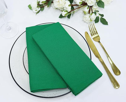 PurpleEssences Set of 6 Cloth Dinner Napkins 100% Cotton 18x18 Inch - Soft Durable Washable - Ideal for Farmhouse Party Christmas Holiday Winter - Perfect Everyday Use Table Linen - St Patricks Green