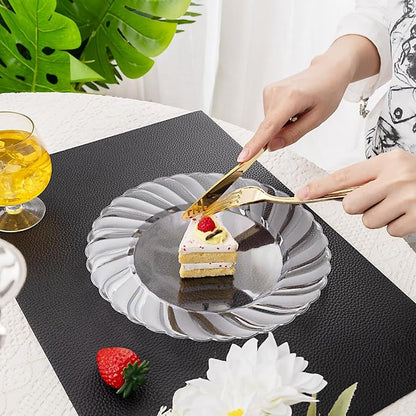U-QE 60 Pieces Clear Plastic Plates - Image 6