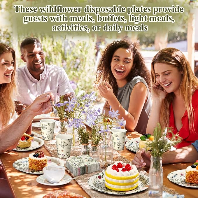 250 Pcs Wildflower Party Decorations Include Spring Summer Floral Paper Plates - Image 5