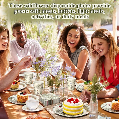 250 Pcs Wildflower Party Decorations Include Spring Summer Floral Paper Plates - Image 5