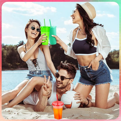 Honeydak 100 Pack Tumbler with Straw and Lid Bulk Cups - Image 5