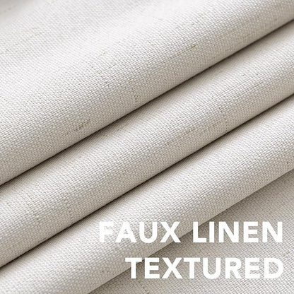 H.VERSAILTEX Primitive Linen Curtains 100% Blackout Curtain Drapes Burlap Fabric Curtains with White Thermal Insulated Liner, Grommet Top Drapes Living Room/Bedroom (2 Panels, 42 x 54 Inch, Ivory)