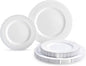 " OCCASIONS " 80 Plates Pack,(40 Guests) Extra Heavyweight Vintage Wedding Disposable/Reusable Plastic Plates 40 x 11'' Dinner + 40 x 8.25'' Salad/Dessert Plate (Chateau White)