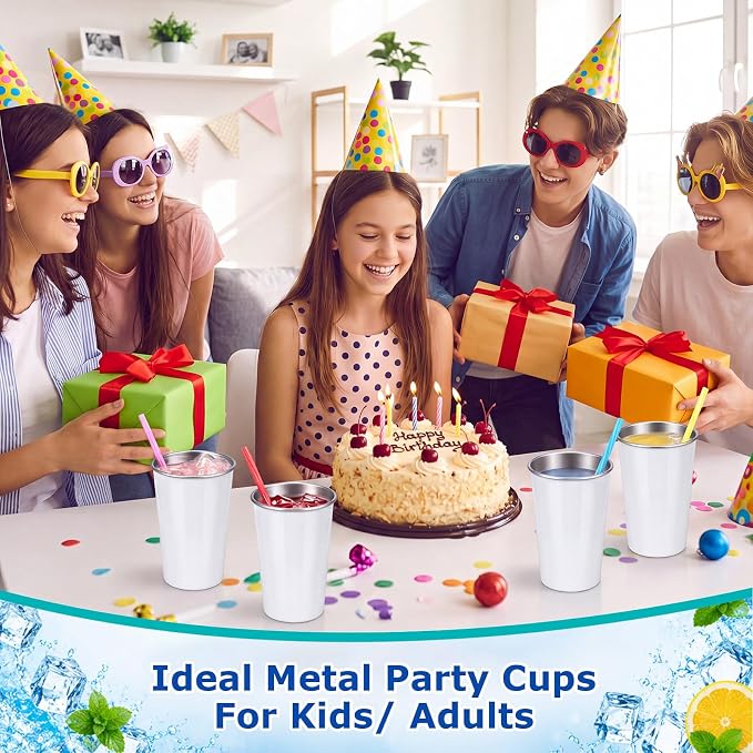 Mimorou 20 Pack 16 oz Stainless Steel Pint Cups Metal Cups Unbreakable Drinking - Image 7