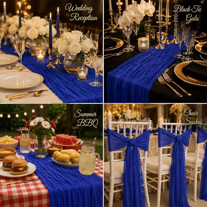 10 Pack Royal Blue Table Runner 10FT Gauze Cheesecloth Table Runner | 21x120 - Image 6