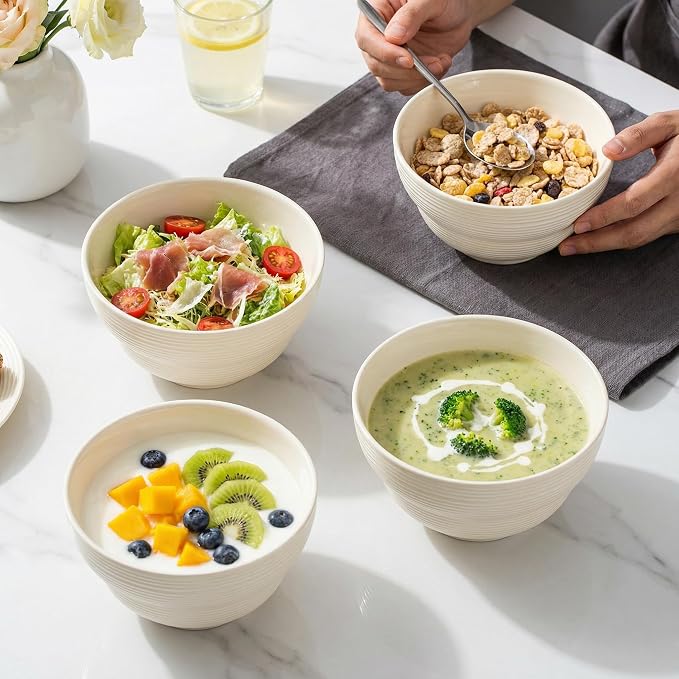 Ceramic Cereal Bowls Set of 6, 24.5 oz Soup Bowls, 6 Inch | Stackable ceramic - Image 5