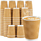 SIUQ 8 oz Coffee Cups - 150 Pack, Insulated Disposable Paper Cups 8 oz, Corrugated Ripple Wall Cups for Hot Beverage or Cold Drinks (Champagne)