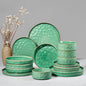 HaWare 16-Piece Dinnerware Set for 4, Stoneware Dish Set, Reactive Green | by HaWare