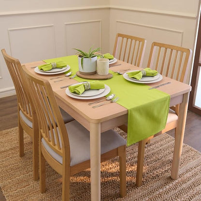 Encasa XO Table Runner, Cotton Canvas Dining Runner 13"x104" | Lime Green - Image 2