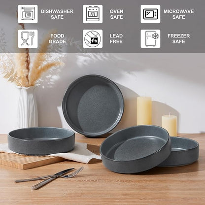 E-far Pasta Bowls Set of 4, 35oz Large Stoneware Bowl Plates | Reactive Glaze - Image 6