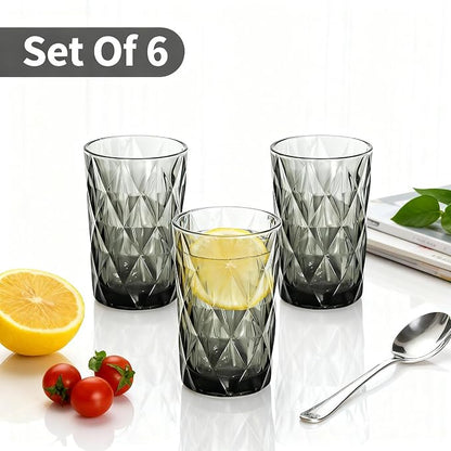Bandesun Drinking Glass set of 6 Diamond Pattern Kitchen Glassware Tumbler（12 - Image 4