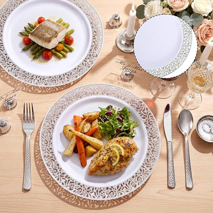 100 Pack Elegant White Plastic Plates - Image 4