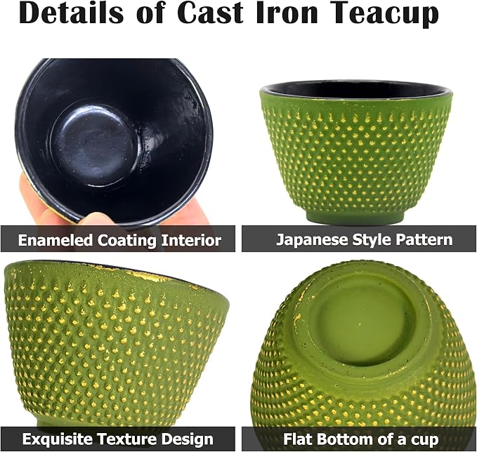 Japanese Cast Iron Tea Cups, Small and Heavy Teacups - Image 5
