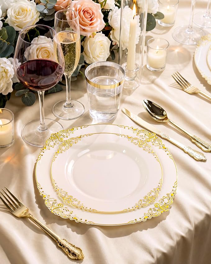 Nervure 100Pcs 7.5'' Ivory Plastic Plates, Disposable Plates - Image 8