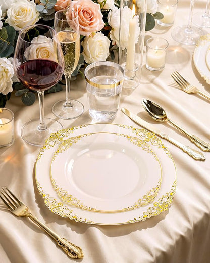 Nervure 100Pcs 7.5'' Ivory Plastic Plates, Disposable Plates - Image 8