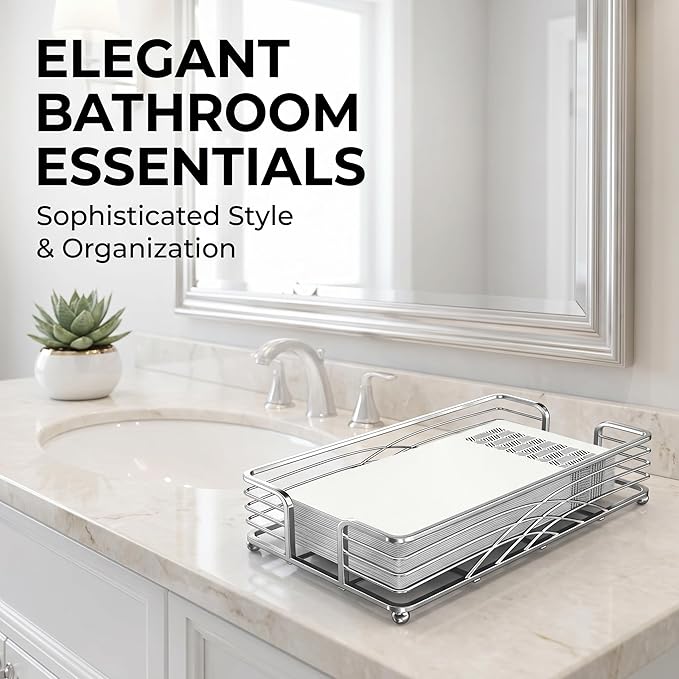 Guest Towel Holder Tray for Bathroom Countertop, Powder Room & Vanity Use - Image 6