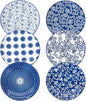 Ceramic Salad Plates Set - 8.5 Inch Small Round Dessert Dishes for Kitchen Dinner Pasta Appetizer Sandwich - Scratch Resistant Porcelain Microwave Oven Dishwasher Safe - Set of 6 - Vintage Blue