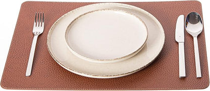 Nikalaz Set of 6 Placemats Made of Recycled Leather (18"x13", Dirty Brown)