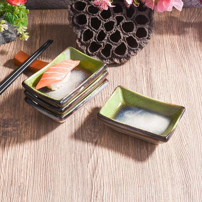 Porcelain Dipping Bowl Set of 4, 3.4" Rectangular Small Soy Sauce Dishes | - Image 3
