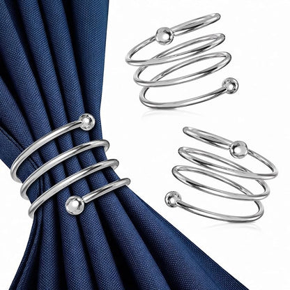 8 Pcs Silver Napkin Rings, Round Metal, 1.83 in Diameter | Cloth Napkin Holder by Leglo