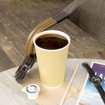 Karat 16oz Ripple Insulated Coffee Hot Cups Kraft Double Poly Lined Paper Hot - Image 4