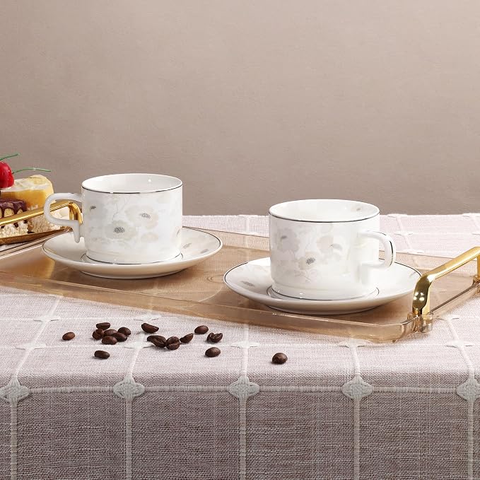fanquare 7 Ounces Bone China Teacup and Saucer Set - Image 5