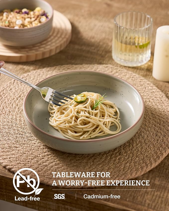 famiware Milkyway 33 oz Pasta Bowls Set of 6, Matcha Green | Double Reactive - Image 2