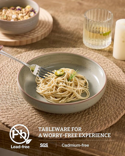 famiware Milkyway 33 oz Pasta Bowls Set of 4, Matcha Green | Double Reactive - Image 3