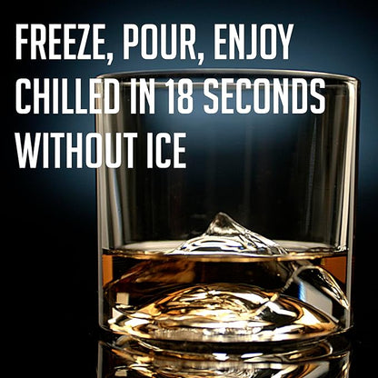 LIITON Mount Everest Heavy Crystal Whiskey Glasses Gift Set of 2, Thick Freezable Bourbon Glass 1lb Each, Premium Whiskey Gifts for Men, Frozen Crystal Chills Cocktails, 10 oz