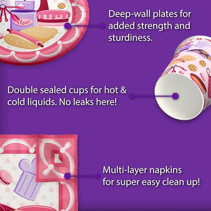 Little Baker Birthday Party Supplies Set Plates Napkins Cups Tableware Kit - Image 4