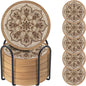Wood Coasters for Drinks, Eykao Absorbent Coaster Sets of 5, Woven Drink by Eykao