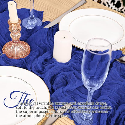 4 Pack Royal Blue Table Runners 17 x 108inch Cheesecloth Table Runner Boho - Image 4
