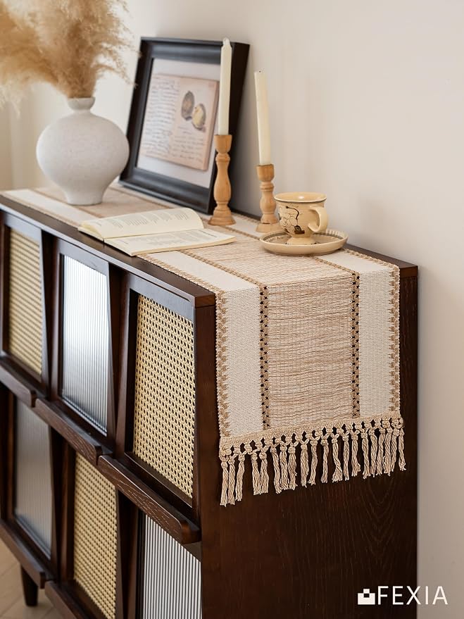 Boho Fall Table Runner Burlap for Home Kitchen Decor 13x72 Inch | 72 Inch Long - Image 7