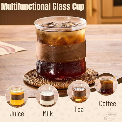 PARACITY Espresso Cups Set of 2, 14 oz Borosilicate Glass, Wooden Rings | Clear - Image 5