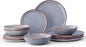 Bestone 12 Pieces Round Kitchen Dinnerware Sets，Plates and Bowls Sets,Dishes, Plates, Bowls, Dish Set, Chip Resistant Ceramic Dinnerware Set, Dishwasher/Microwave Safe,Service for 4,Reactive Blue