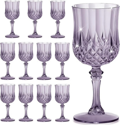 7OZ Plastic Wine Glasses, Reusable Vintage Goblets Unbreakable Drinking Glasses by Unknown