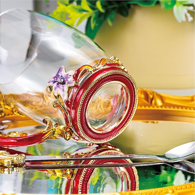 Flower Tea Cup, Lily Flower Clear Glass Fancy Coffee Mug - Image 5