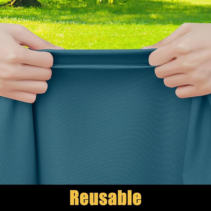Smiry Rectangle Picnic Table Cloth, Waterproof Elastic Fitted Tablecloths for 4 Foot Tables, Washable Polyester Table Cover for Camping, Indoor and Outdoor (Peacock Blue, 24"x48")