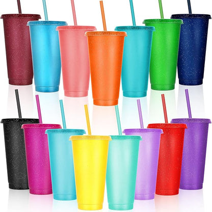 Honeydak 15 Pack Tumbler with Straw and Lid Bulk Cups by Honeydak