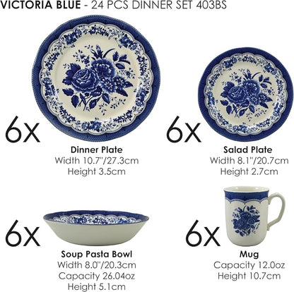 Tudor Royal 24-Piece Porcelain Round Dinnerware Set, Service - Image 2