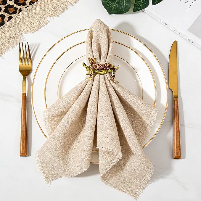 Gold Leopard Napkin Rings Set of 6 Safari Cheetah Napkin Ring - Image 3