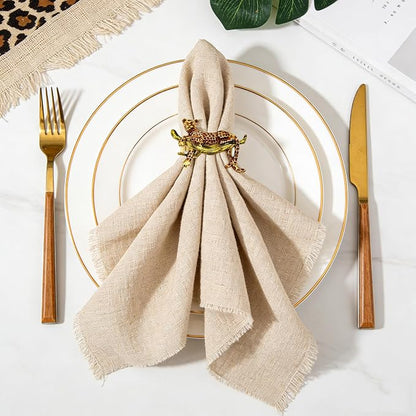 Gold Leopard Napkin Rings Set of 6 Safari Cheetah Napkin Ring - Image 3
