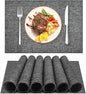 DACHUI Placemats Set of 8, Linen Look Woven Place Mats, Water Resistant, Heat Resistant, Washable, Durable Table Mats (Dark Grey)