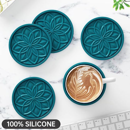 HFHOME Silicone Coasters Set, Bar Tabletop Protection - Image 2